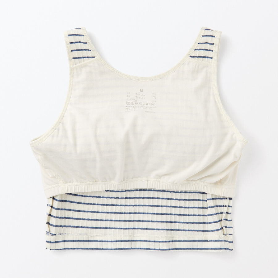 W's Cotton stretch ribbed cropped bra tanktop Black