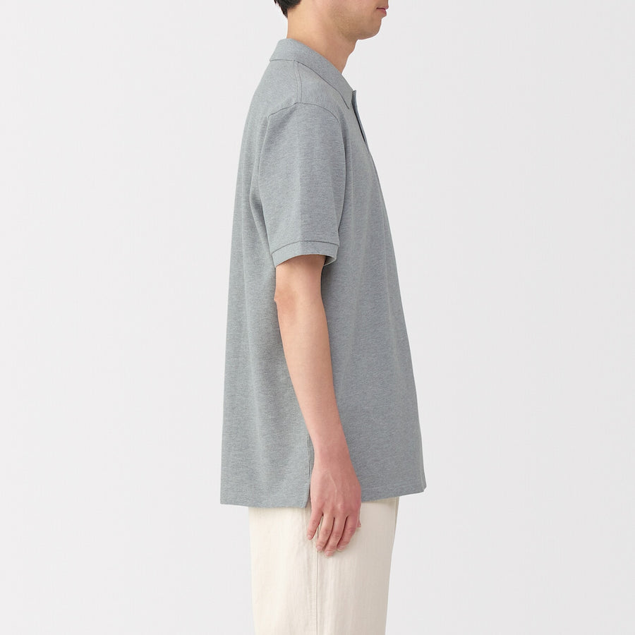 M's Washed pique S/Slv polo shirt WhiteXS