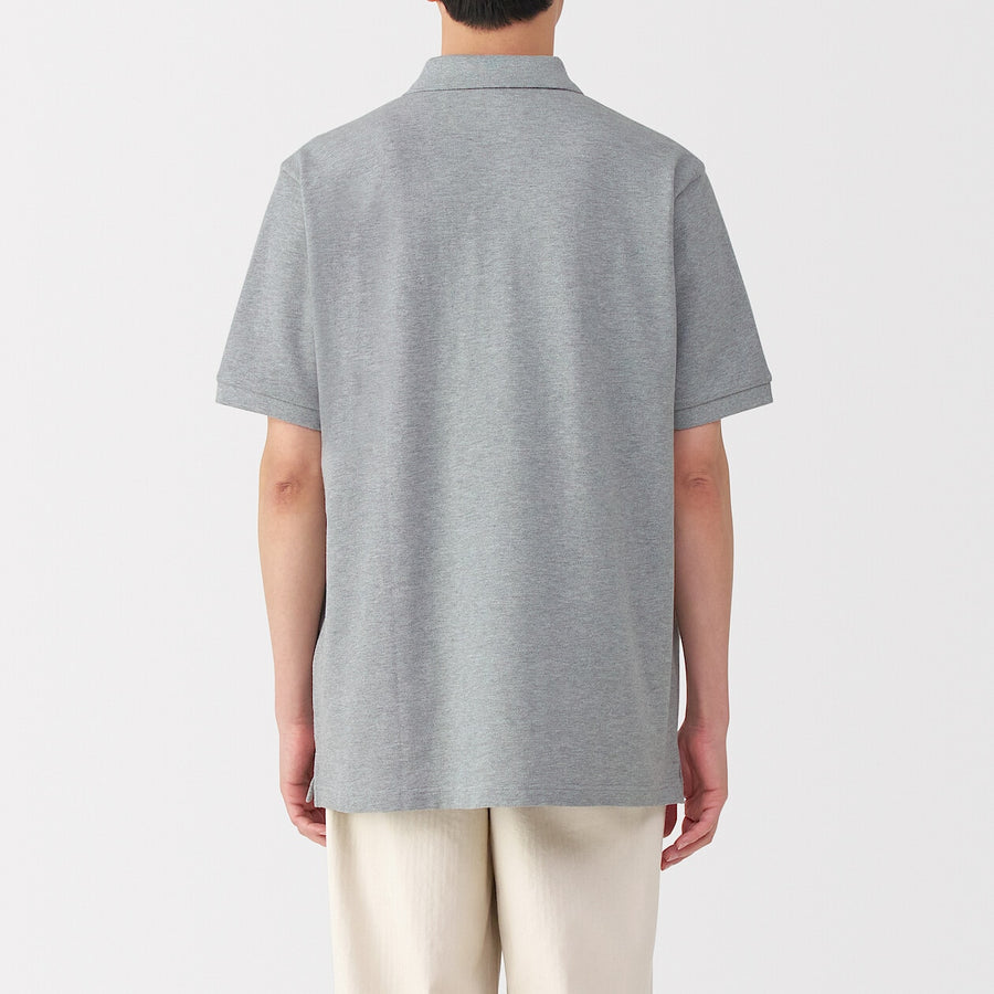 M's Washed pique S/Slv polo shirt WhiteXS