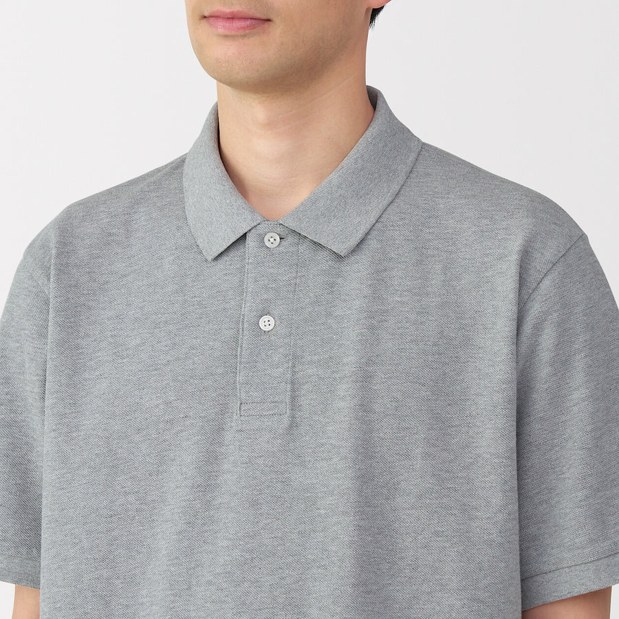 M's Washed pique S/Slv polo shirt WhiteXS