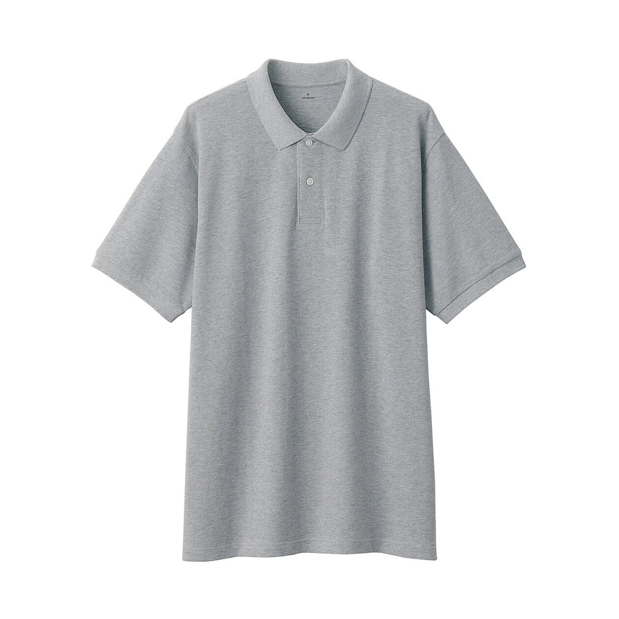 M's Washed pique S/Slv polo shirt WhiteXS