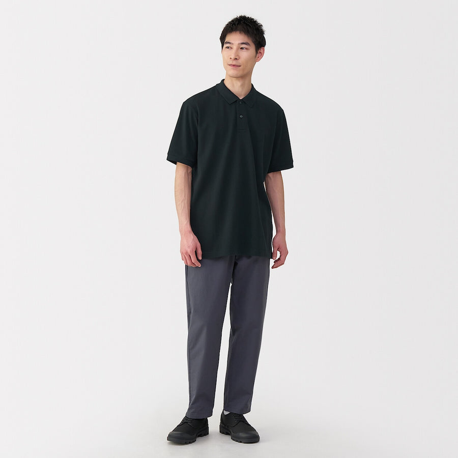 M's Washed pique S/Slv polo shirt WhiteXS