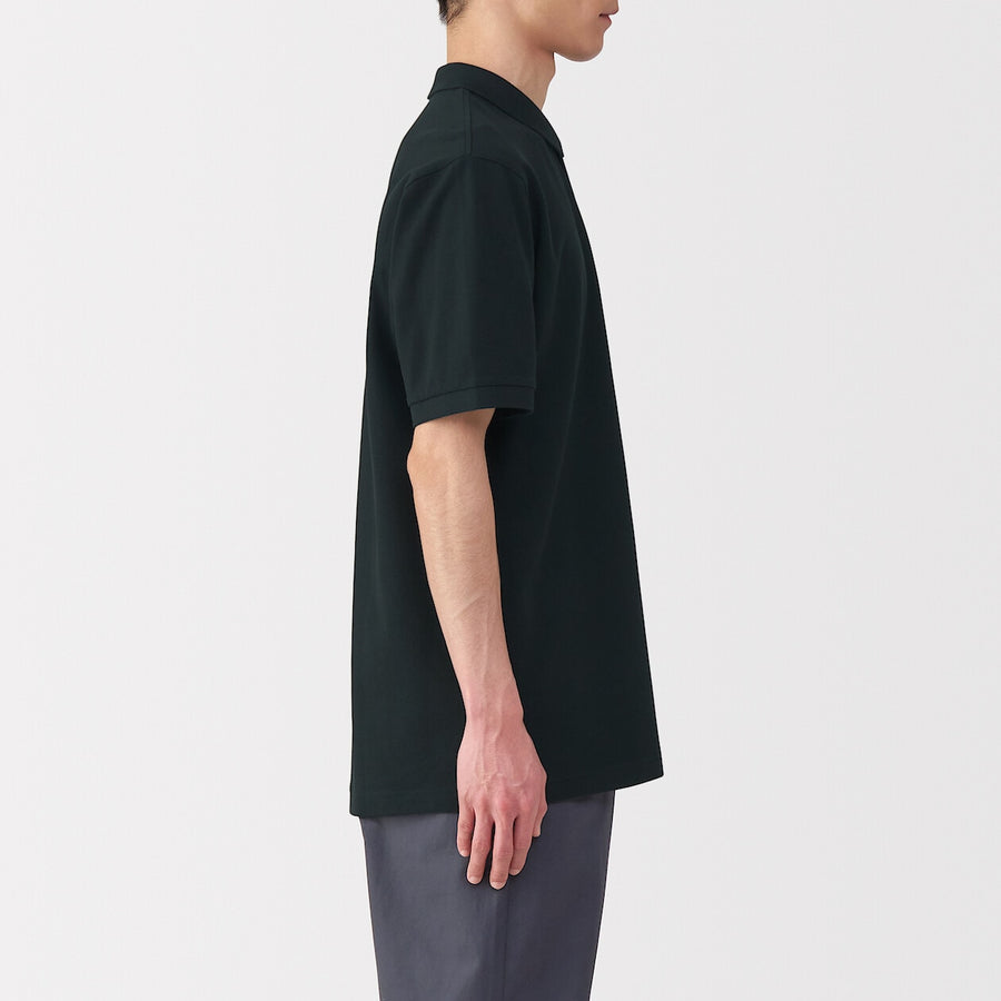 M's Washed pique S/Slv polo shirt WhiteXS