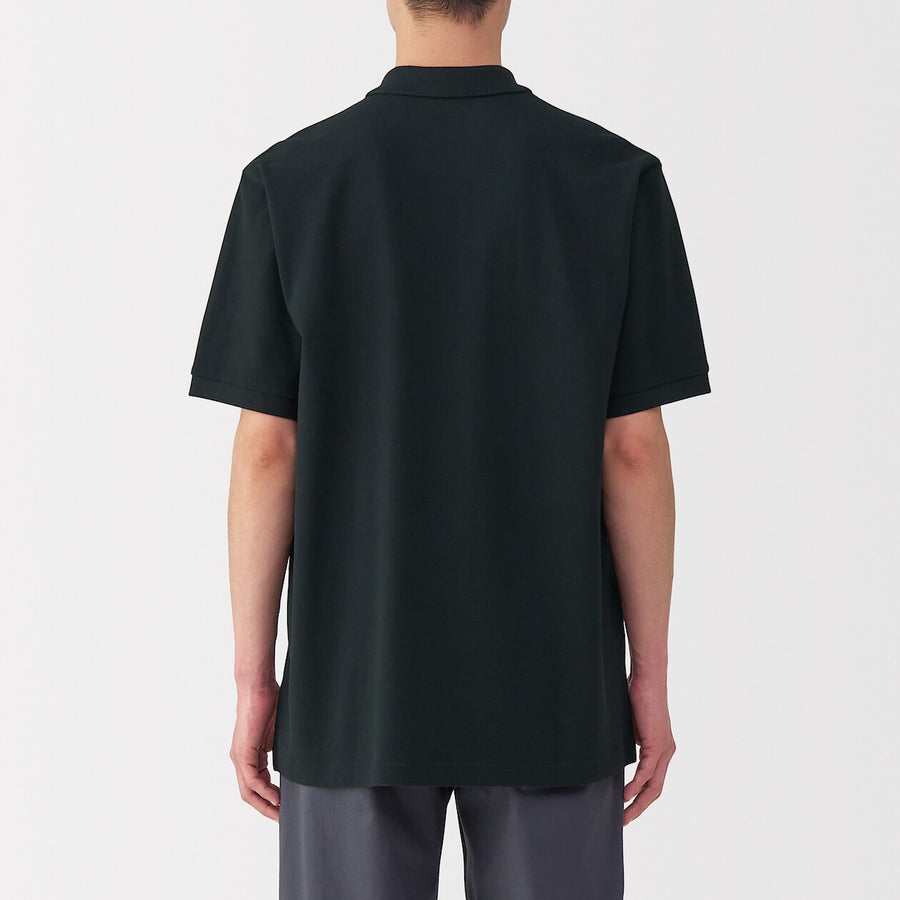 M's Washed pique S/Slv polo shirt WhiteXS