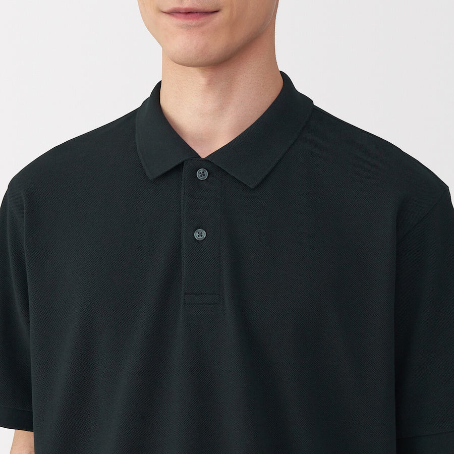 M's Washed pique S/Slv polo shirt WhiteXS