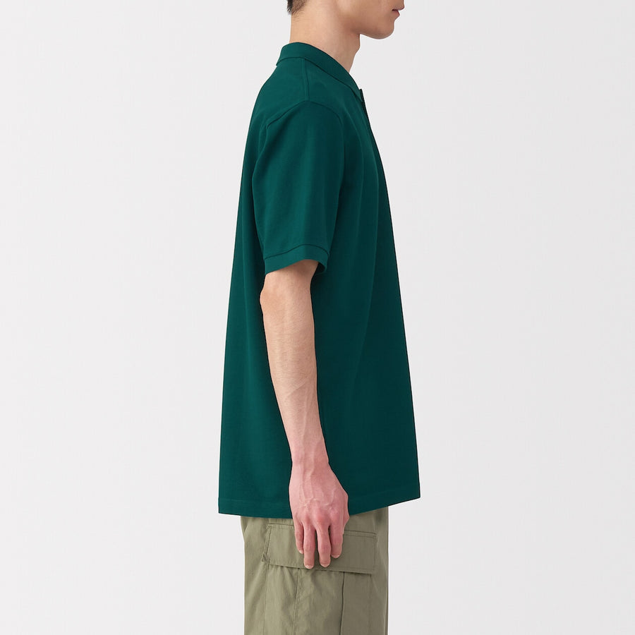 M's Washed pique S/Slv polo shirt WhiteXS