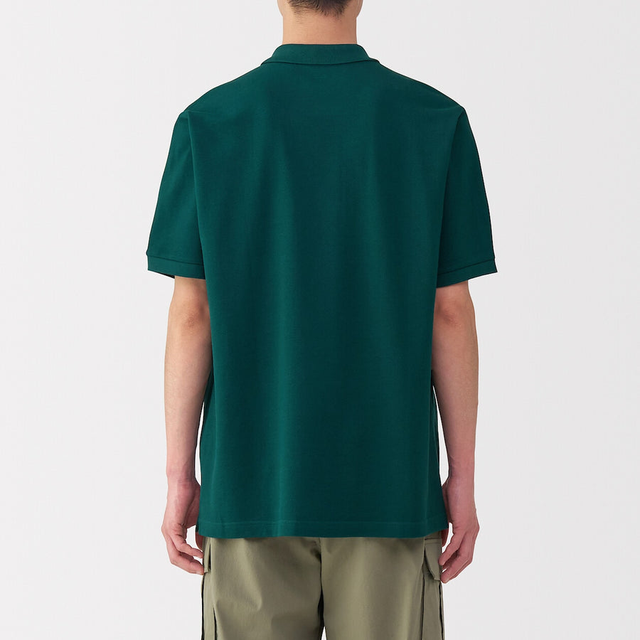 M's Washed pique S/Slv polo shirt WhiteXS