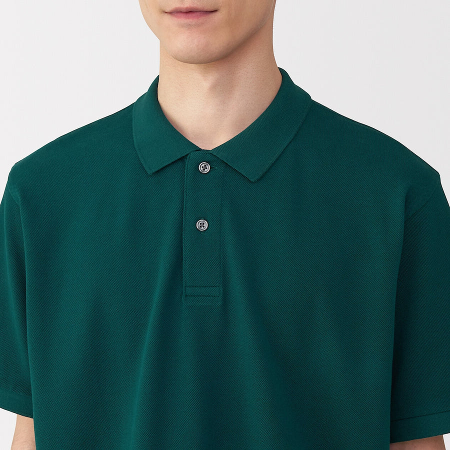 M's Washed pique S/Slv polo shirt WhiteXS