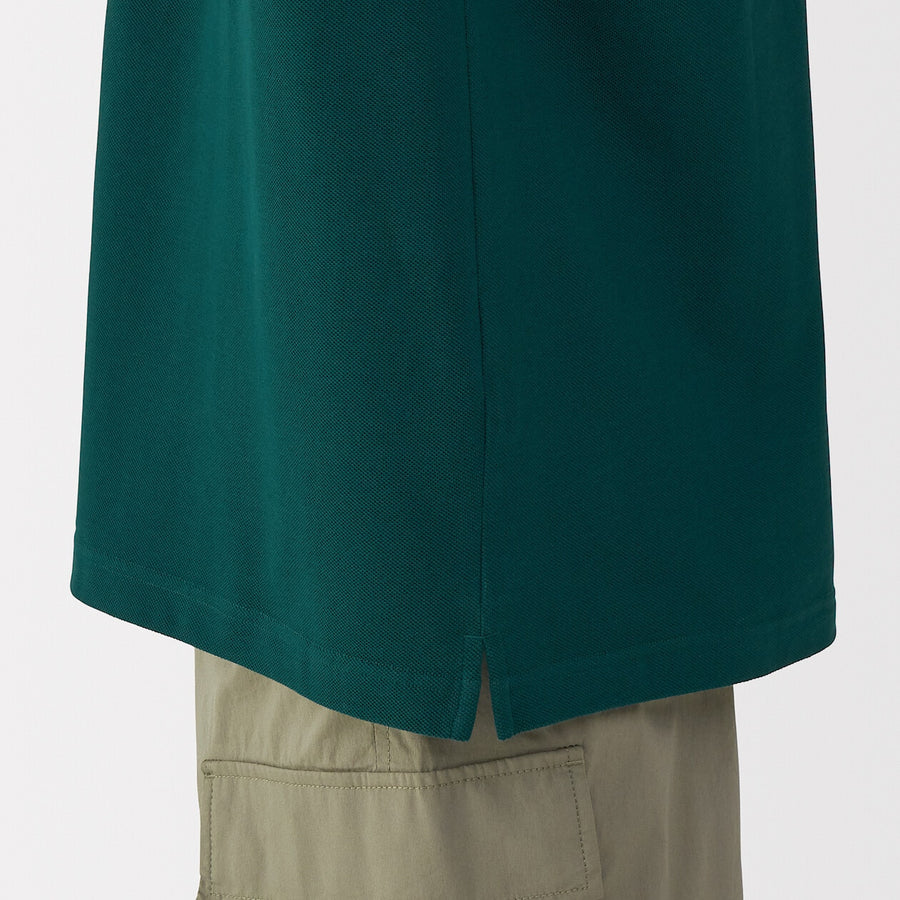 M's Washed pique S/Slv polo shirt WhiteXS