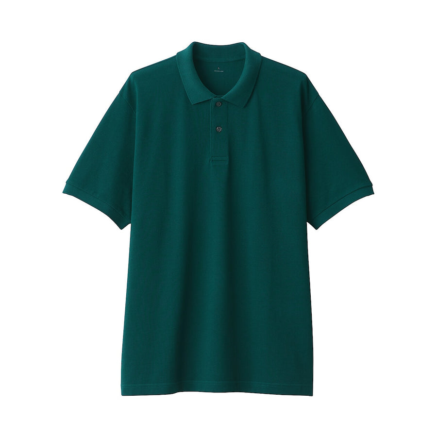 M's Washed pique S/Slv polo shirt WhiteXS