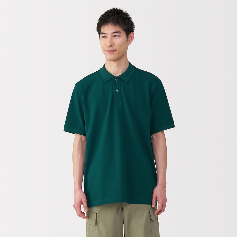 M's Washed pique S/Slv polo shirt WhiteXS