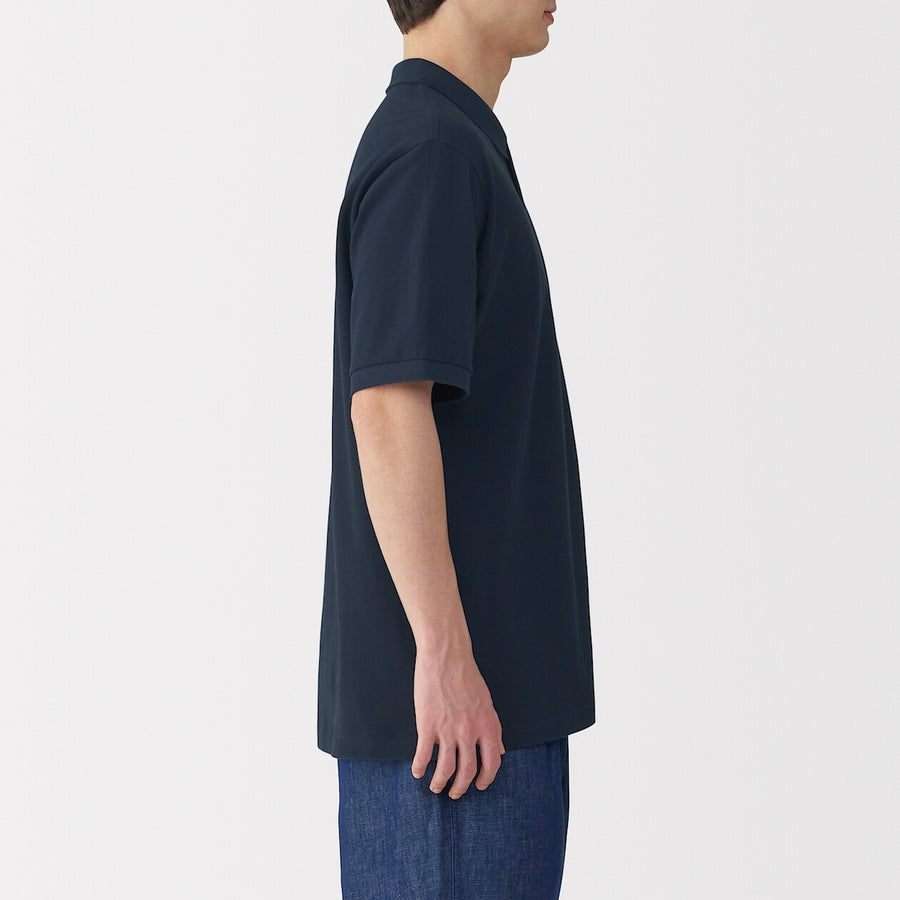 M's Washed pique S/Slv polo shirt WhiteXS