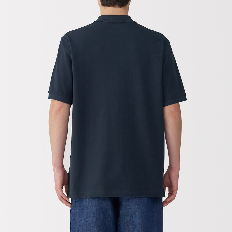 M's Washed pique S/Slv polo shirt WhiteXS