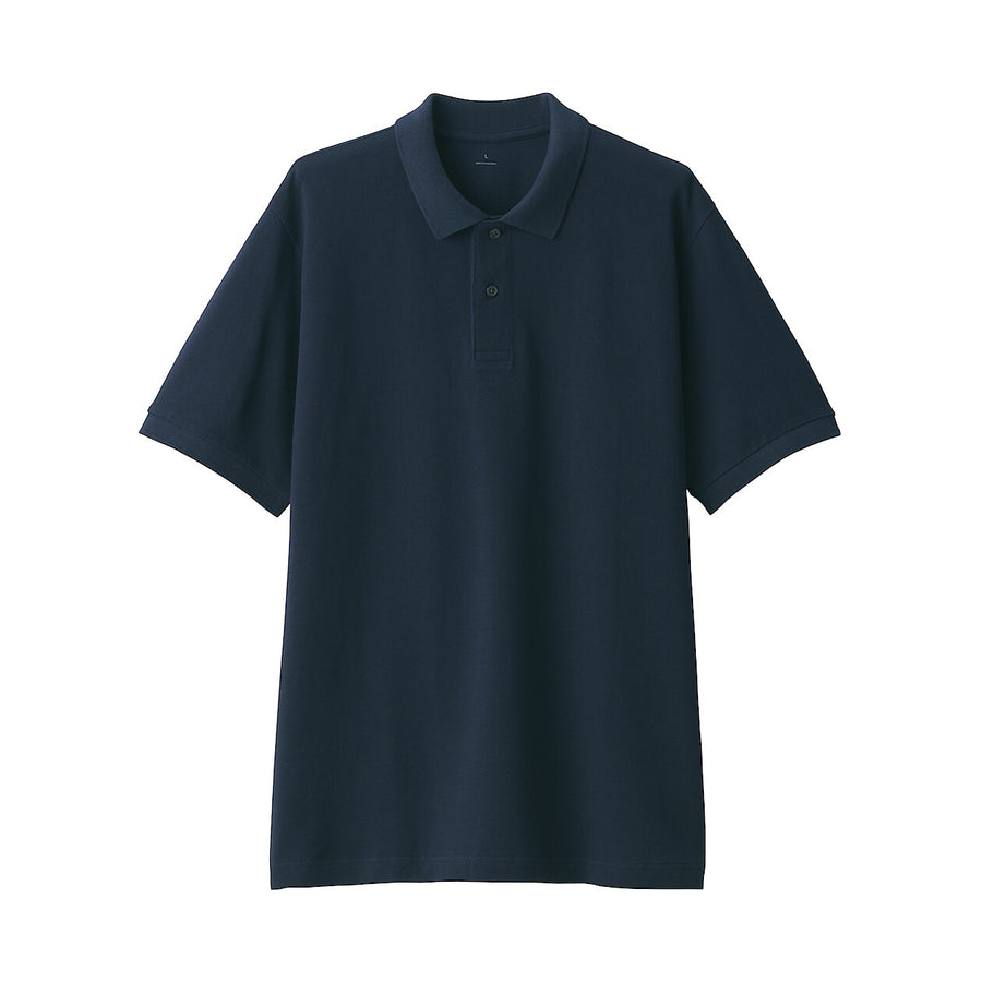 M's Washed pique S/Slv polo shirt WhiteXS