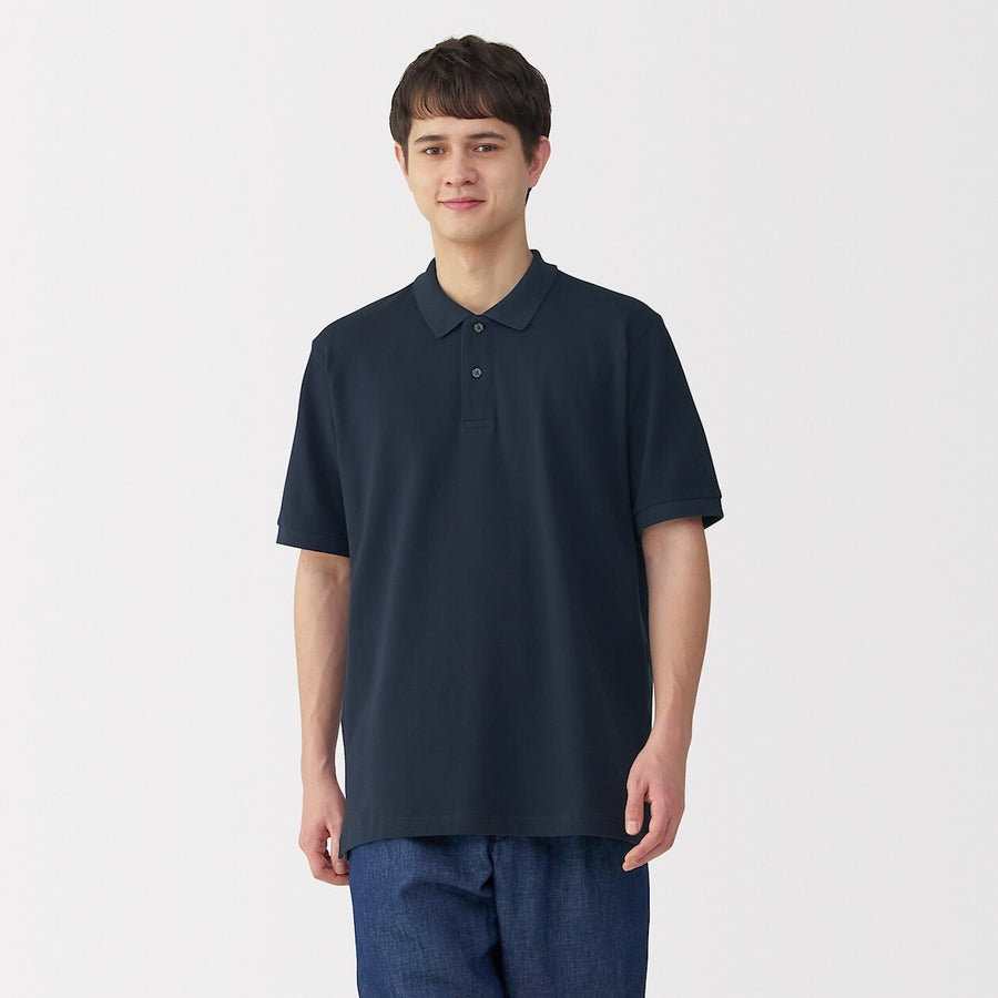 M's Washed pique S/Slv polo shirt WhiteXS