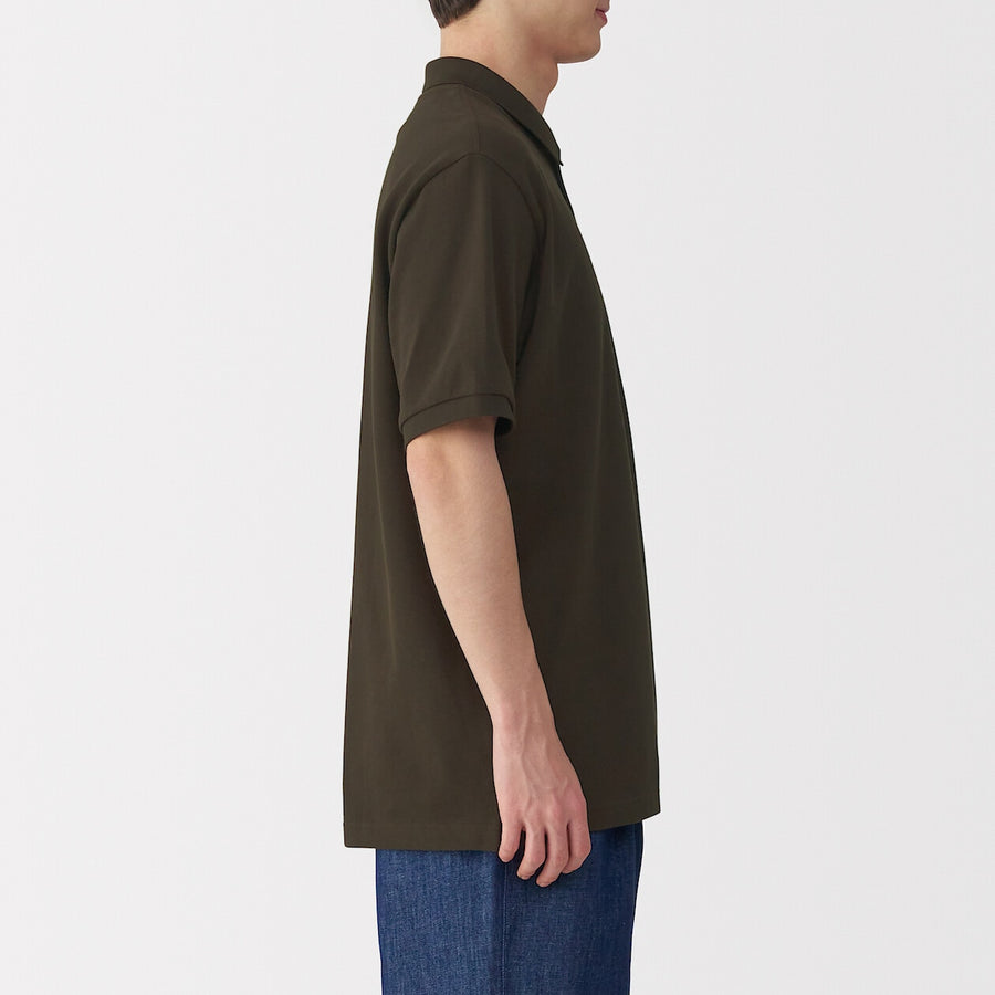 M's Washed pique S/Slv polo shirt WhiteXS
