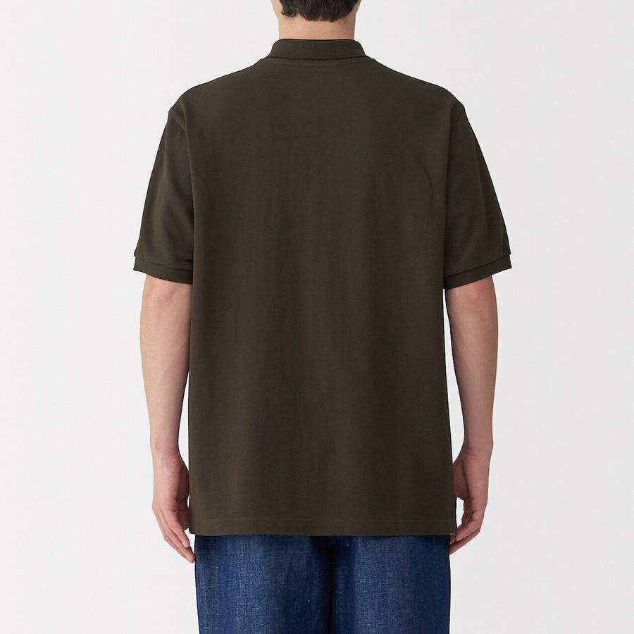 M's Washed pique S/Slv polo shirt WhiteXS