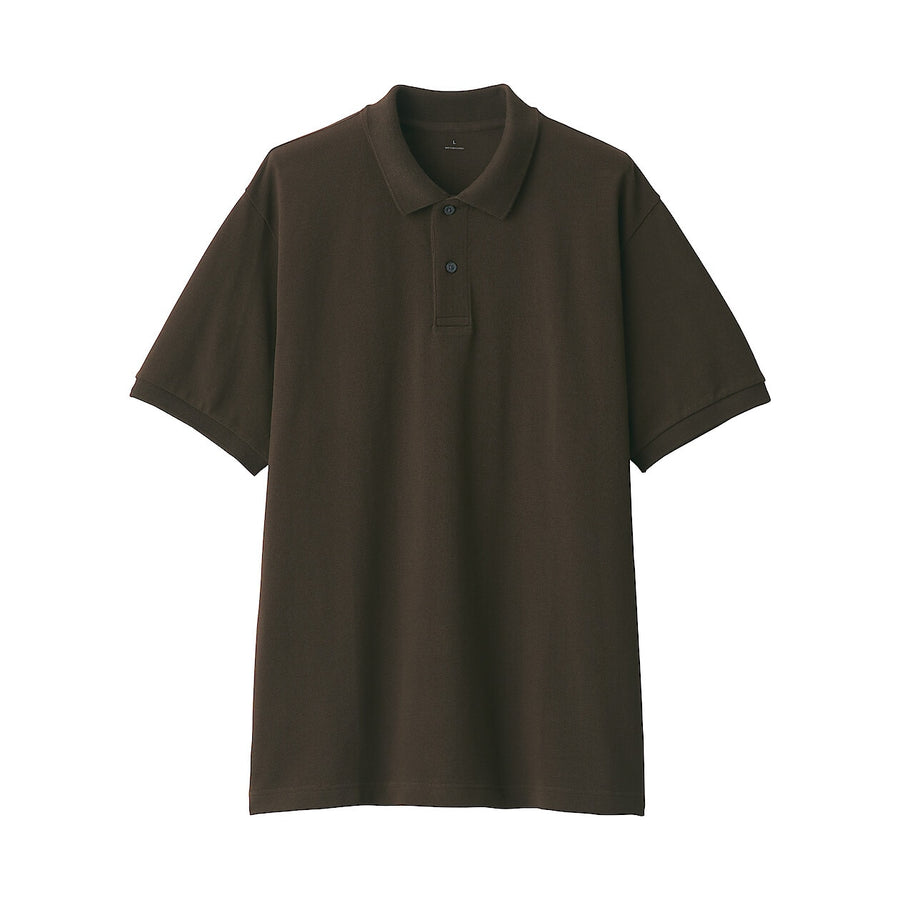 M's Washed pique S/Slv polo shirt WhiteXS
