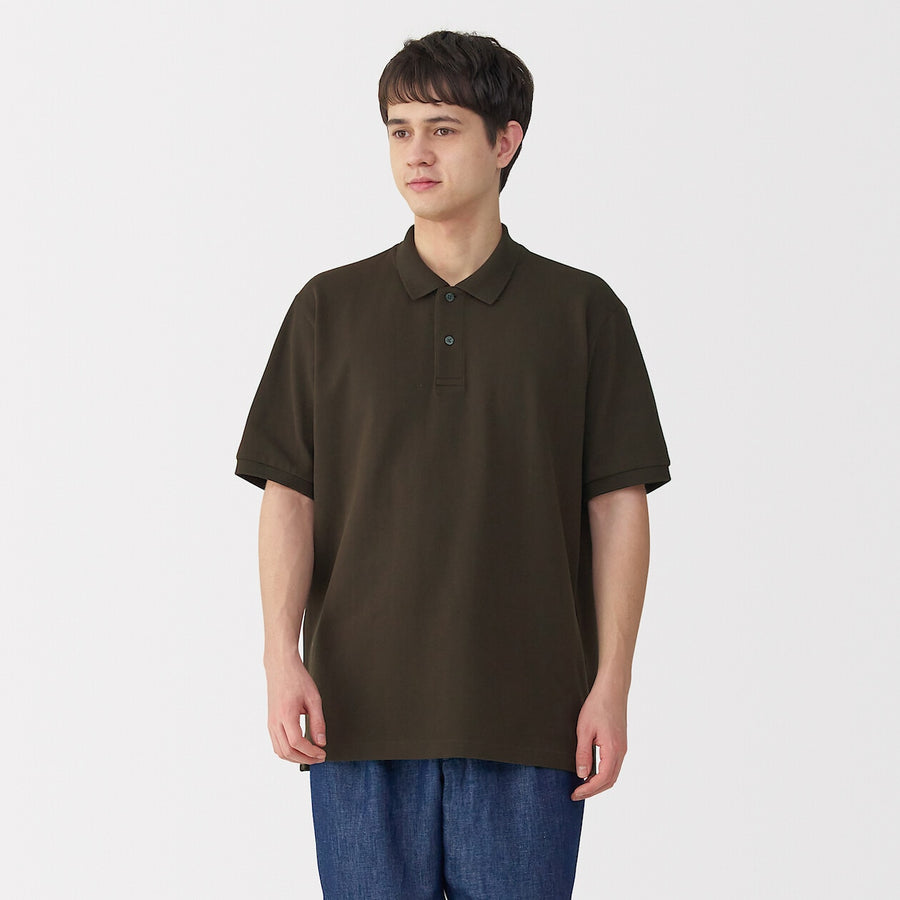 M's Washed pique S/Slv polo shirt WhiteXS