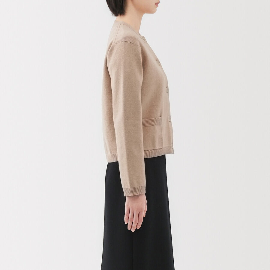 W's Washable crew neck cardigan Off WhiteXS