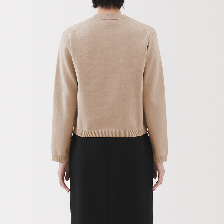 W's Washable crew neck cardigan Off WhiteXS