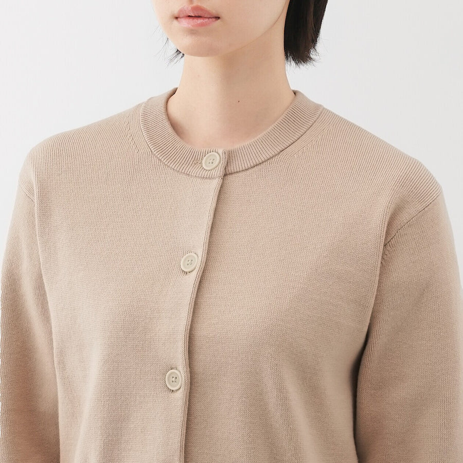 W's Washable crew neck cardigan Off WhiteXS