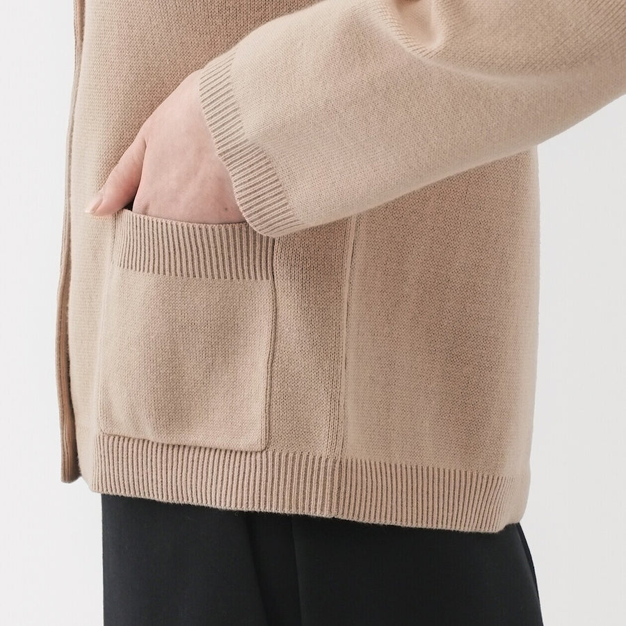 W's Washable crew neck cardigan Off WhiteXS