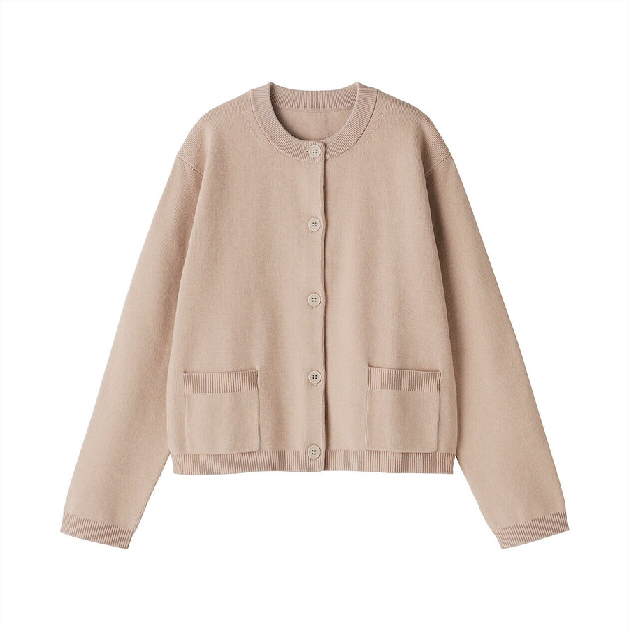 W's Washable crew neck cardigan Off WhiteXS