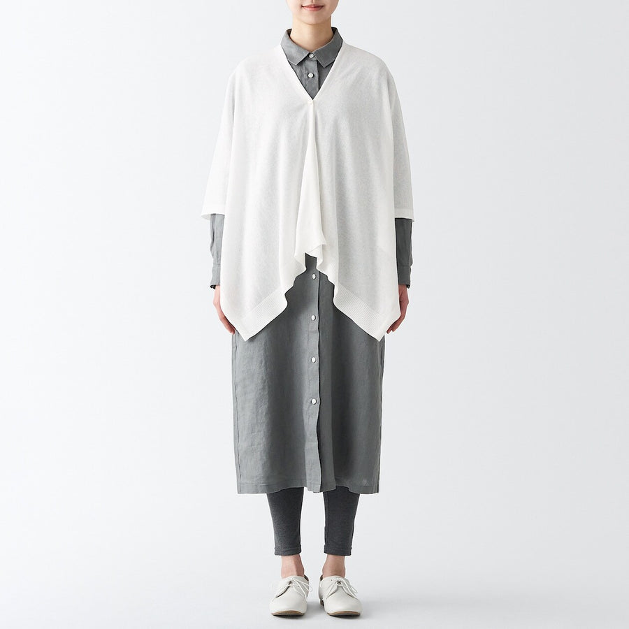 UV protection high-twist cotton bolero with buttonsWhite