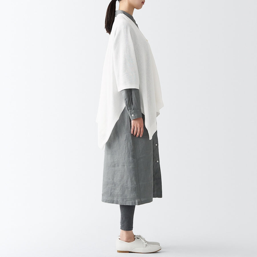 UV protection high-twist cotton bolero with buttonsWhite