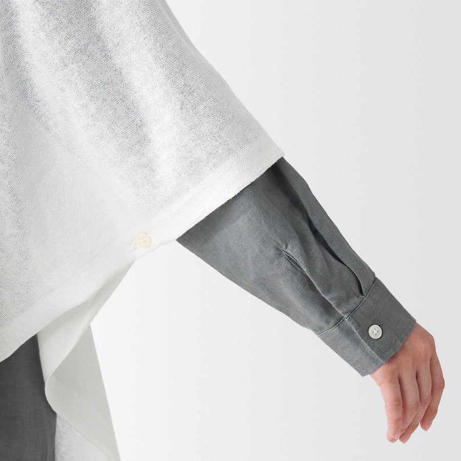 UV protection high-twist cotton bolero with buttonsWhite