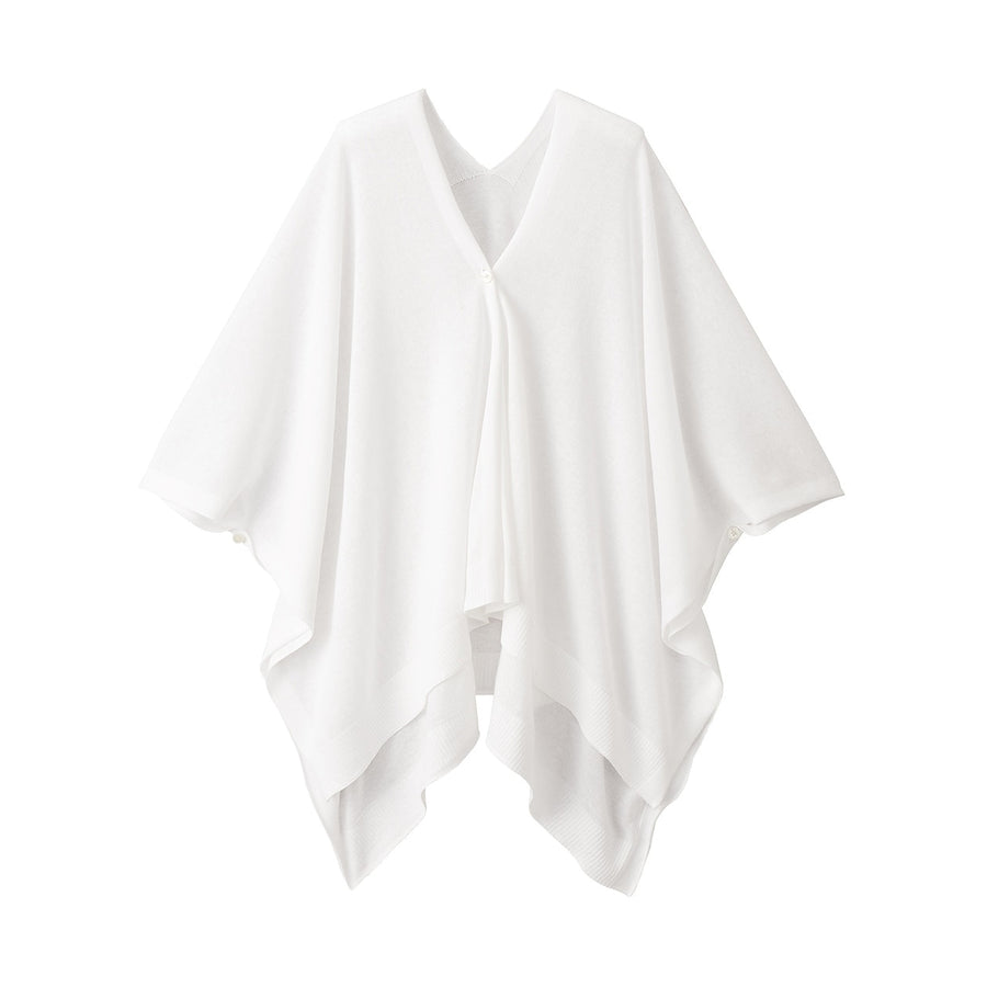 UV protection high-twist cotton bolero with buttonsWhite