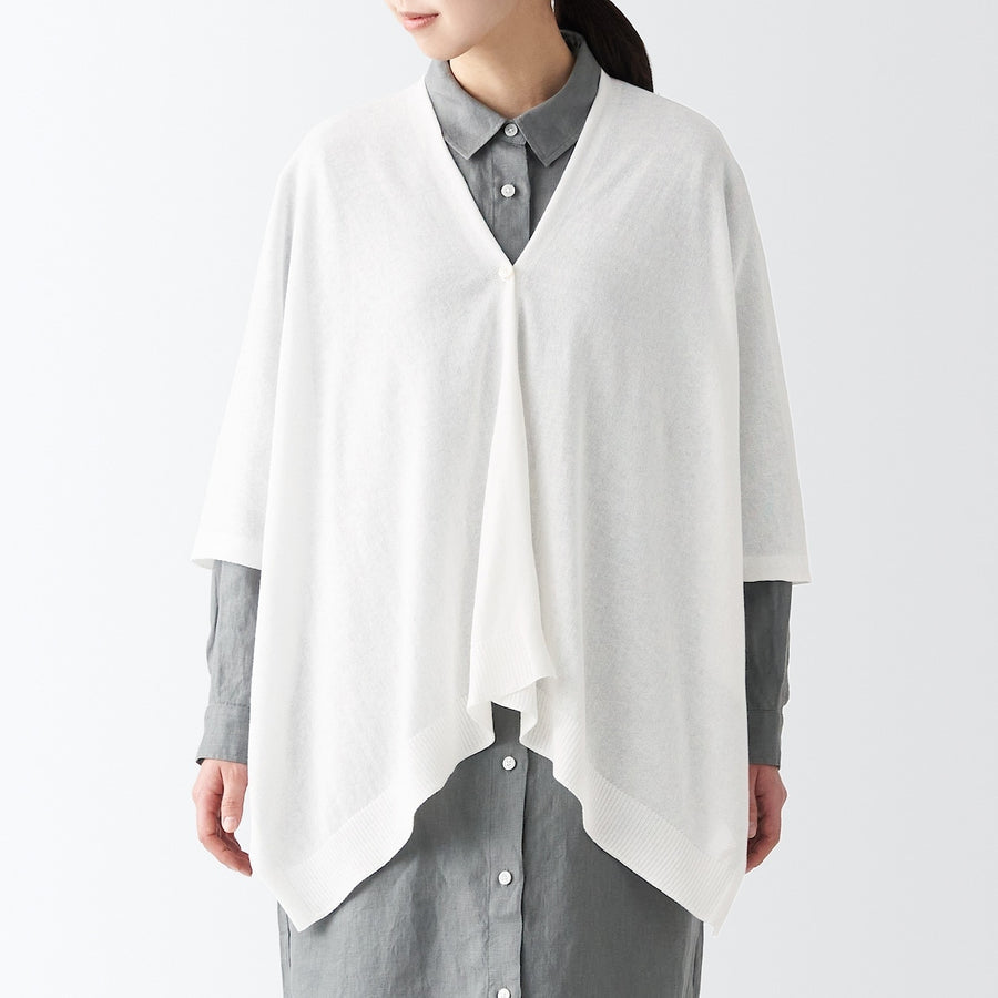 UV protection high-twist cotton bolero with buttonsWhite