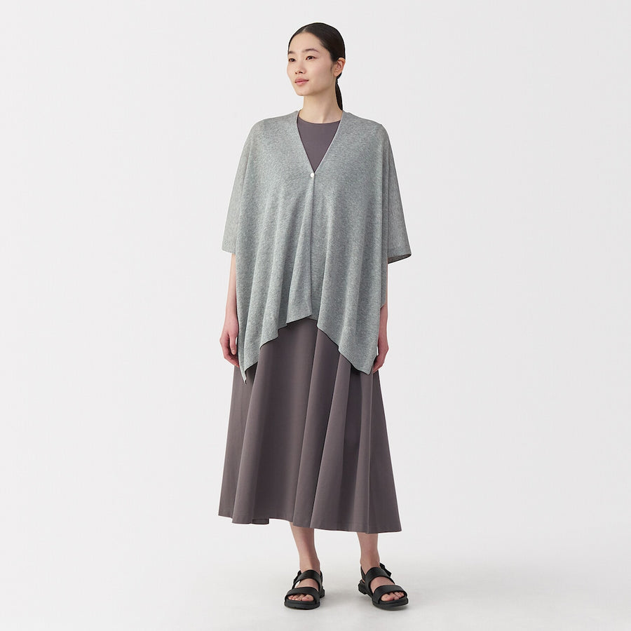 UV protection high-twist cotton bolero with buttonsWhite