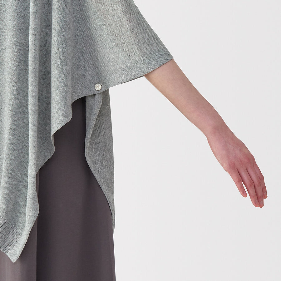 UV protection high-twist cotton bolero with buttonsWhite