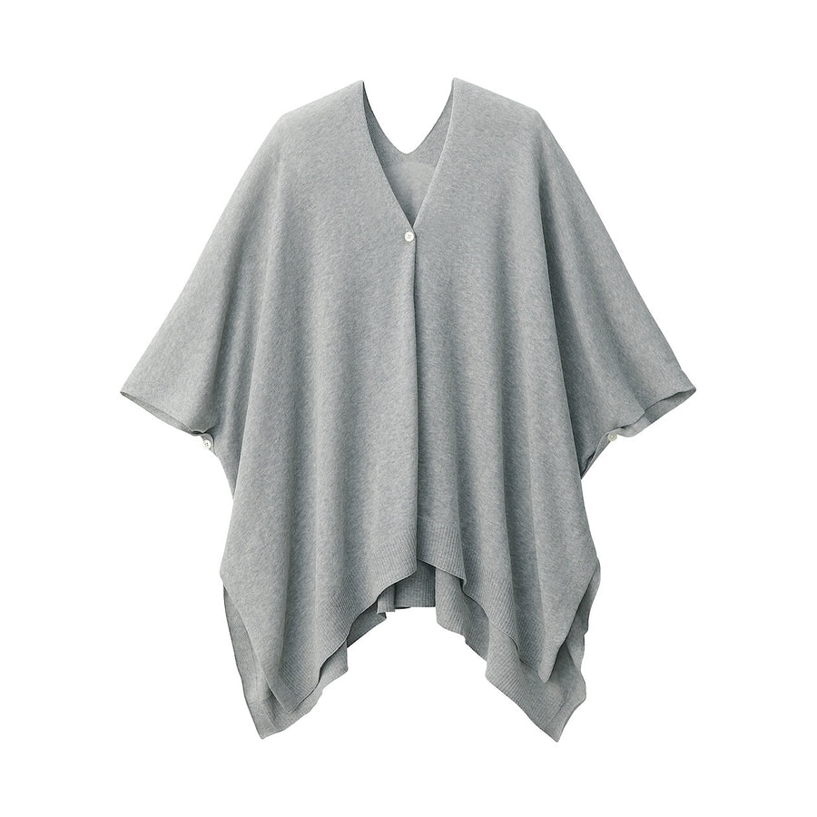 UV protection high-twist cotton bolero with buttonsWhite