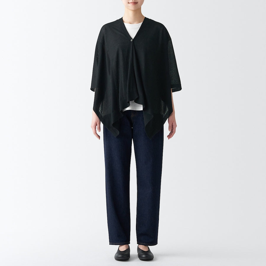 UV protection high-twist cotton bolero with buttonsWhite