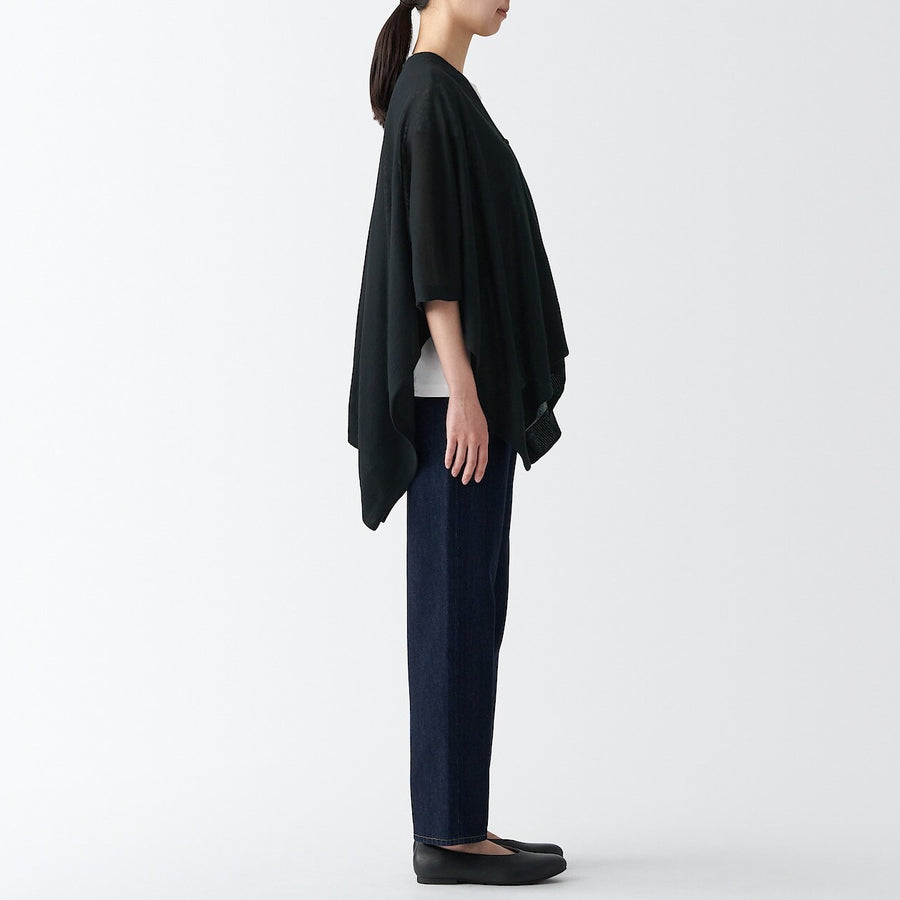 UV protection high-twist cotton bolero with buttonsWhite