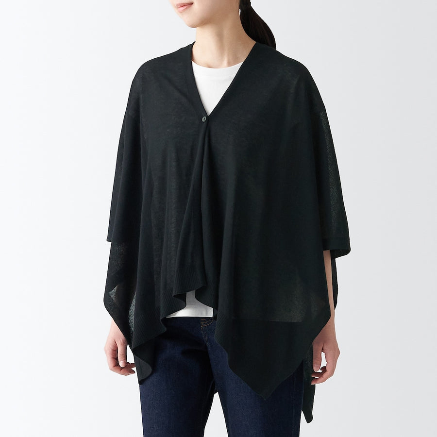 UV protection high-twist cotton bolero with buttonsWhite