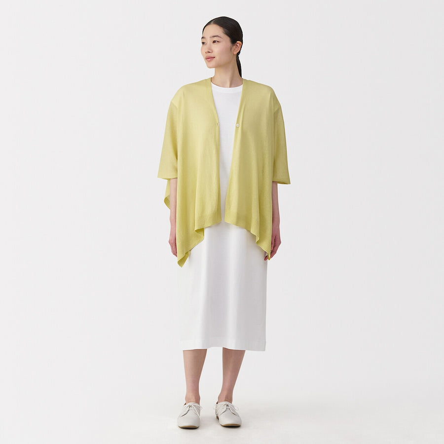 UV protection high-twist cotton bolero with buttonsWhite