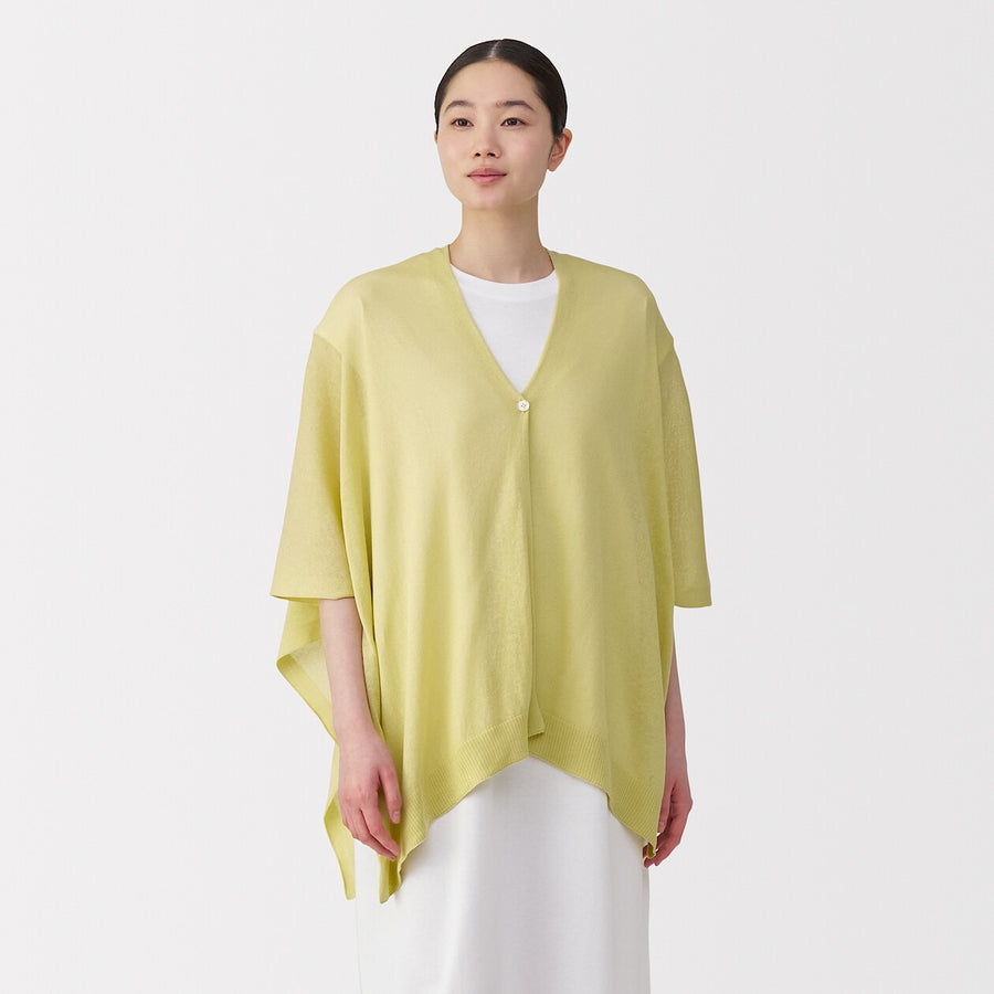 UV protection high-twist cotton bolero with buttonsWhite