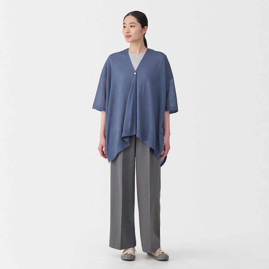 UV protection high-twist cotton bolero with buttonsWhite