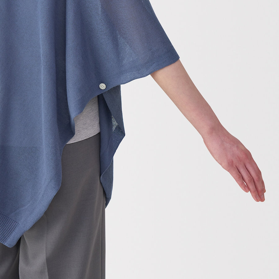UV protection high-twist cotton bolero with buttonsWhite