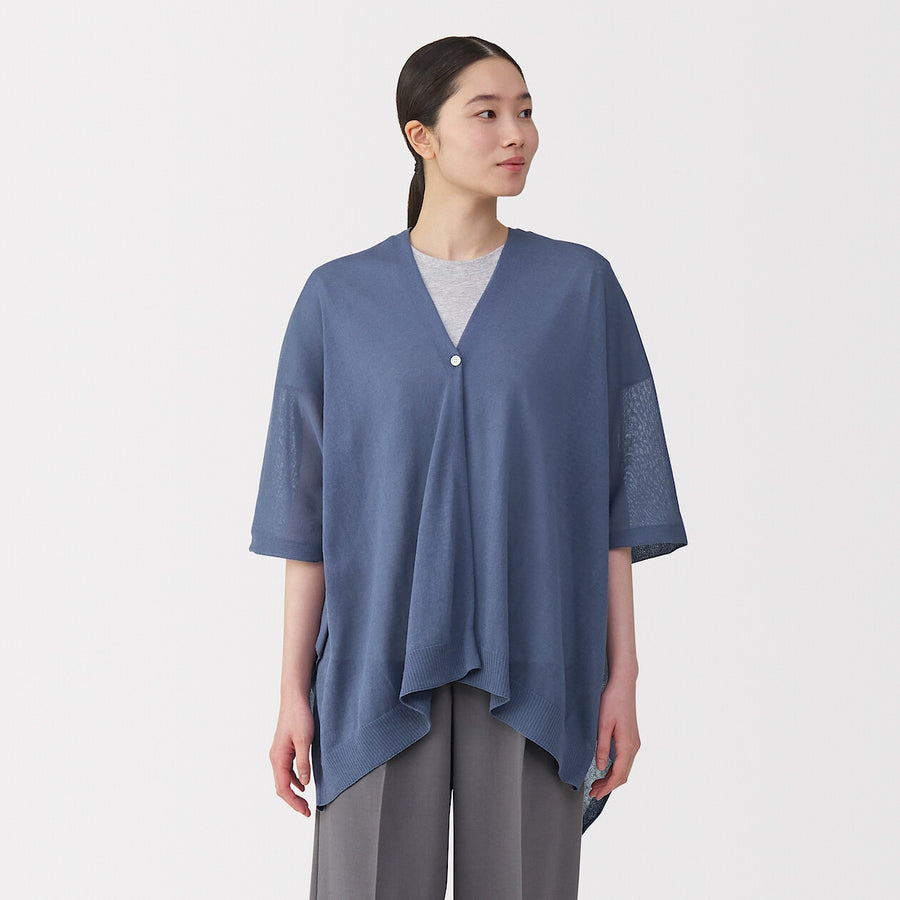 UV protection high-twist cotton bolero with buttonsWhite