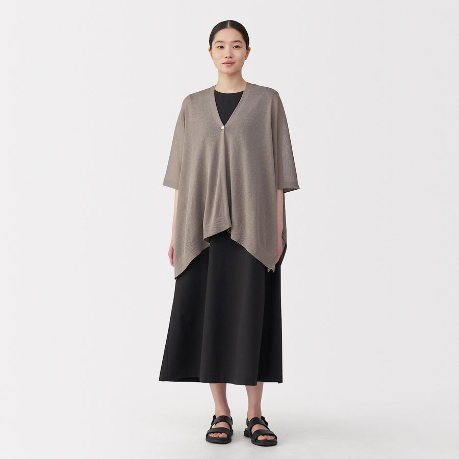 UV protection high-twist cotton bolero with buttonsWhite