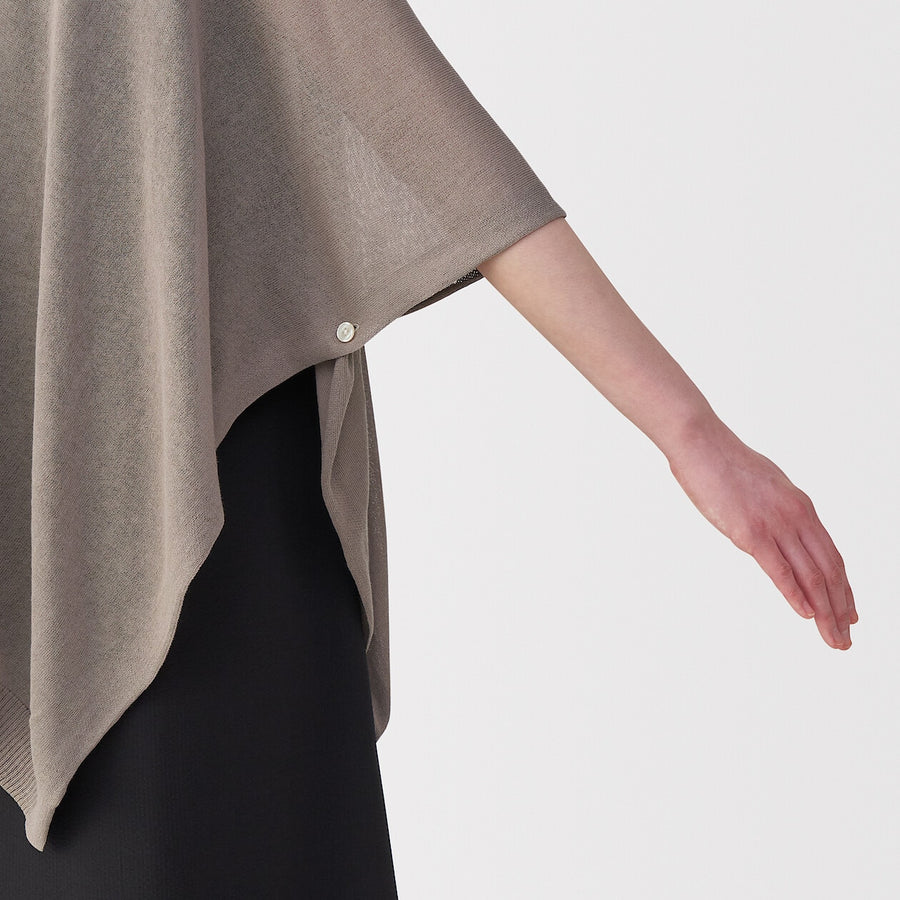 UV protection high-twist cotton bolero with buttonsWhite