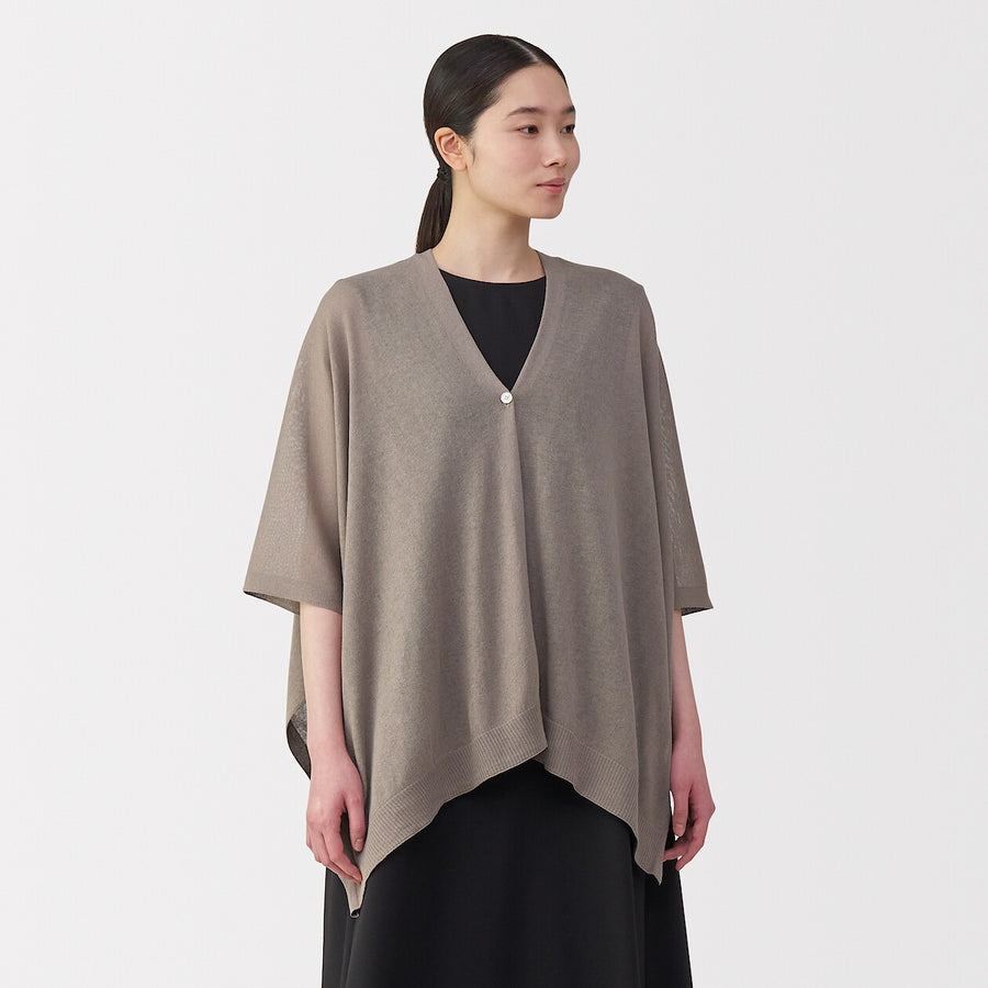 UV protection high-twist cotton bolero with buttonsWhite