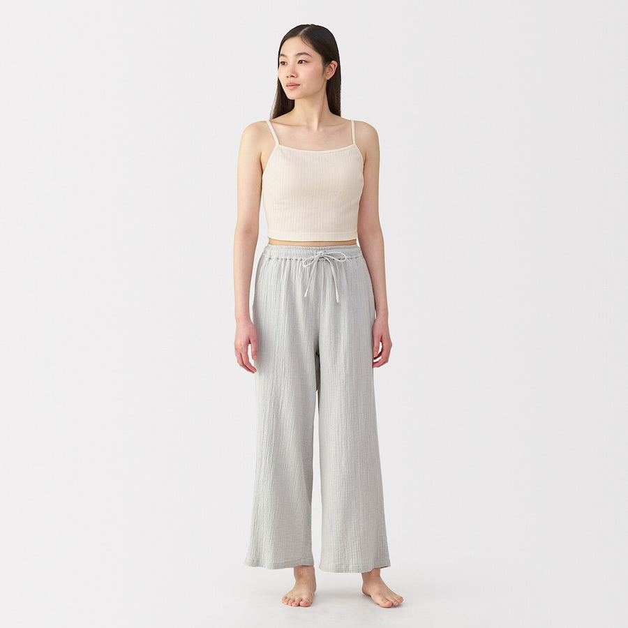 W's Cotton stretch ribbed cropped bra camisole Black