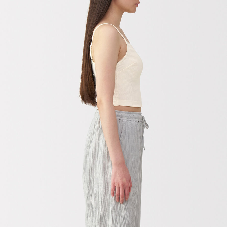 W's Cotton stretch ribbed cropped bra camisole Black