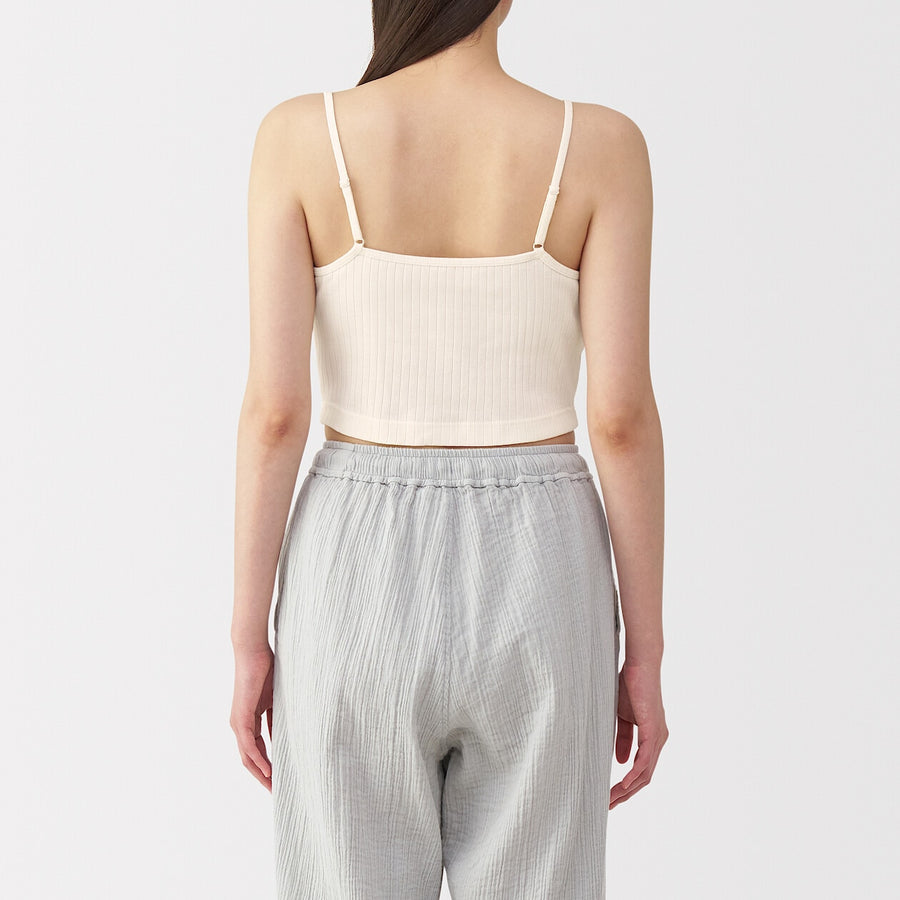 W's Cotton stretch ribbed cropped bra camisole Black